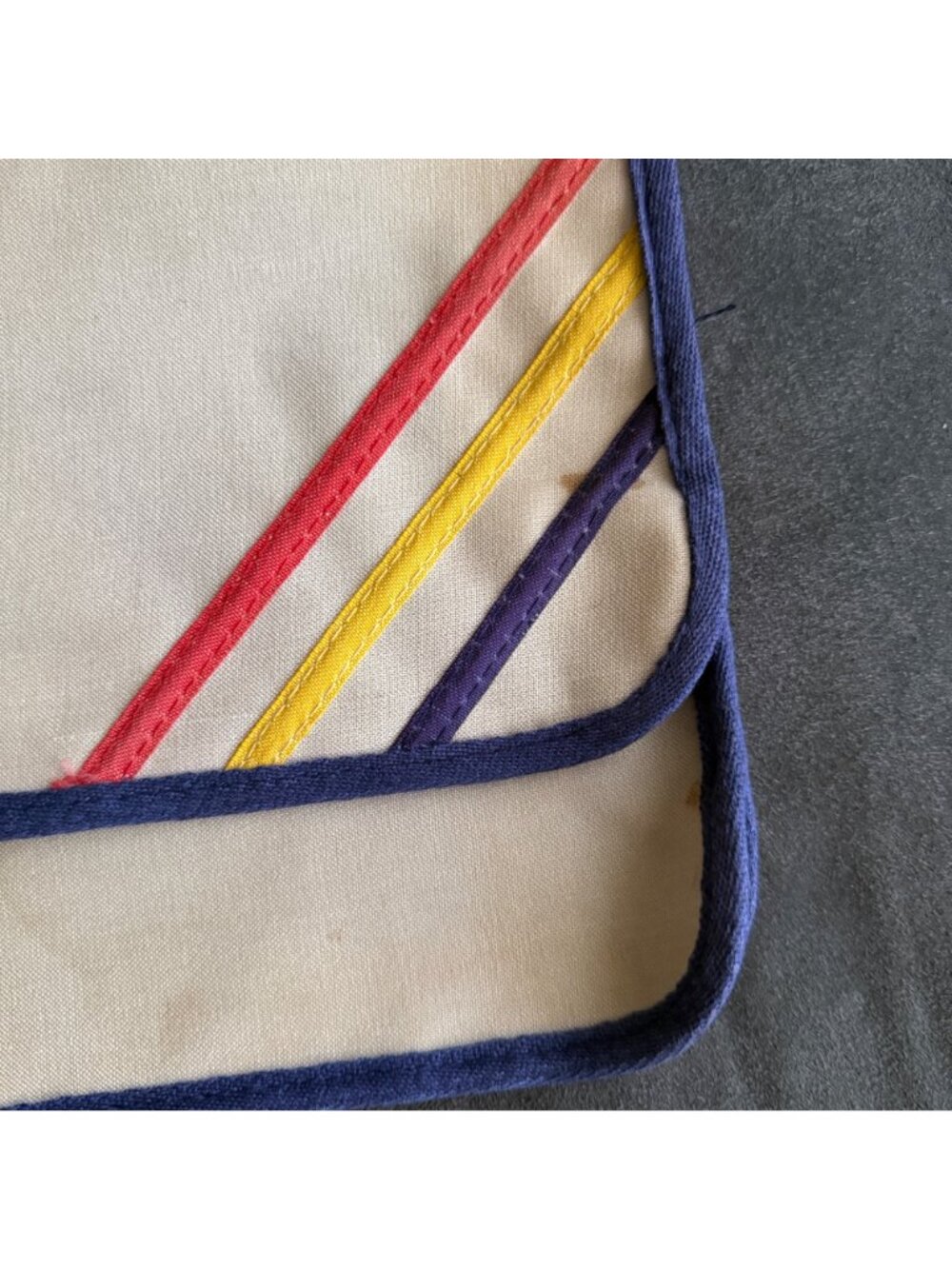 Vintage Canvas Pouch Set With Multicolor Stripe Design & Wrist Strap - Picture 3 of 10